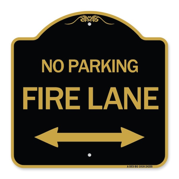 Signmission Colorado Fire Lane W/ Bidirectional Arrow, Black & Gold Aluminum Sign, 18" x 18", BG-1818-24255 A-DES-BG-1818-24255 - main